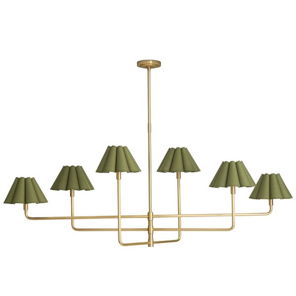 Polly Chandelier, Natur Brass/Misty Blau