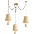 Omi 5 Light Chandelier, Patina Brass/Ceramic Elfenbein Crackle