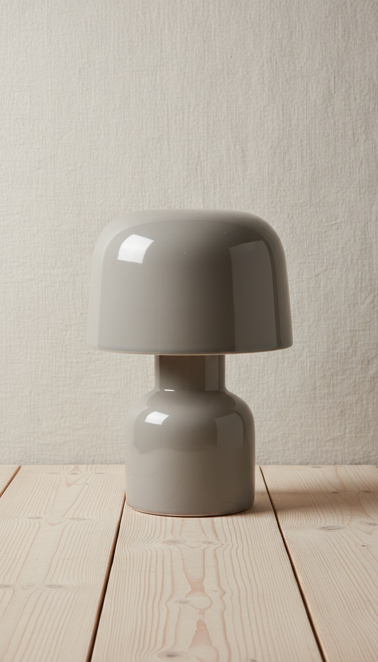 Tischlampe aus rauchgrauer Keramik